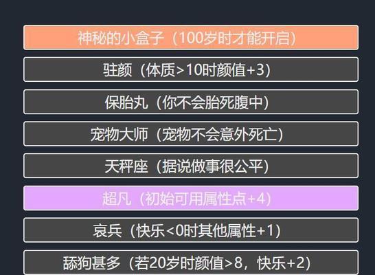 重开人生模拟器——探究不同天赋的影响（以游戏为主的人生模拟器）