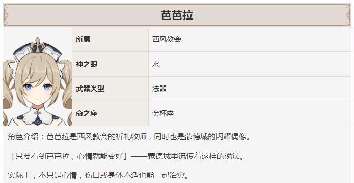 原神芭芭拉（深入解析芭芭拉的血量回复能力及最大回复量）