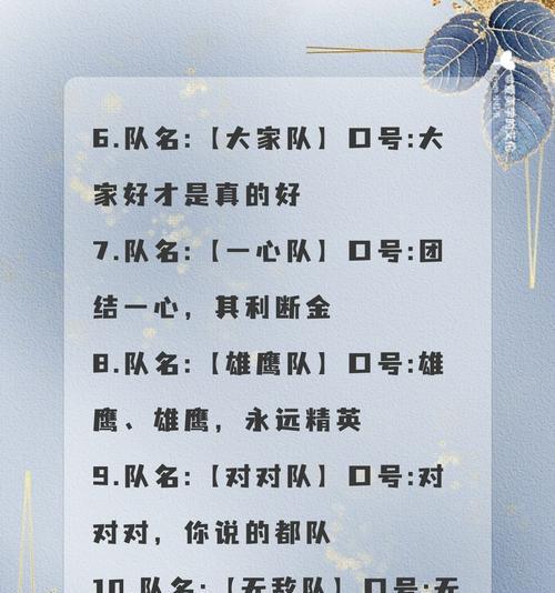 固定队伍命名有哪些创意？如何选择合适的队伍名？