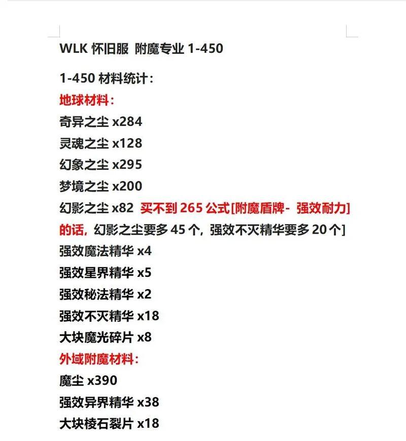 魔兽附魔怎么报价？附魔服务的费用是多少？