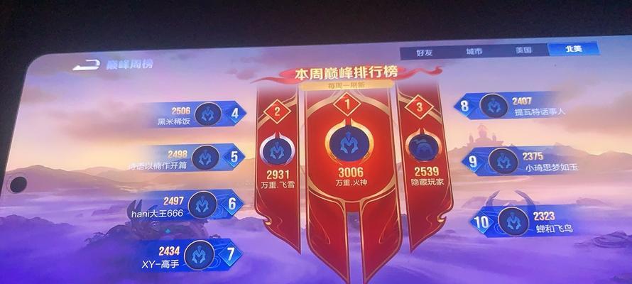 巅峰分如何影响玩家排名？